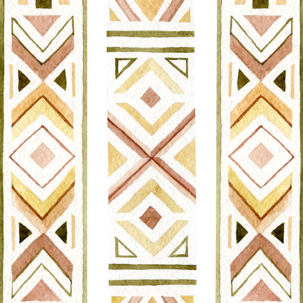 水彩民族几何点缀。手绘瑜伽背景。非洲插图横幅，海报，合十礼贺卡。图片下载