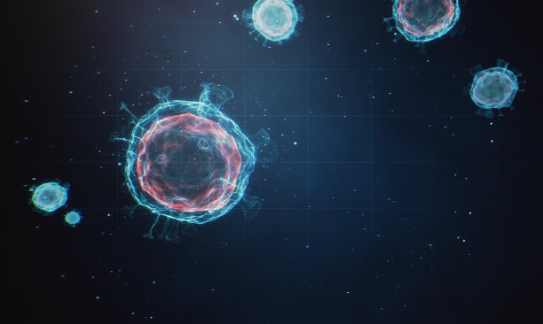 COVID-19病毒的未来线框3D概念图片下载