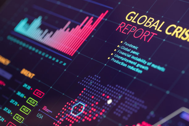 数字显示的全球金融和医疗危机信息图图片下载
