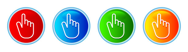 手光标点击图标玻璃圆形按钮设置插图图片下载