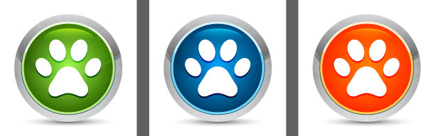 动物爪印图标现代设计圆形按钮设置插图图片下载