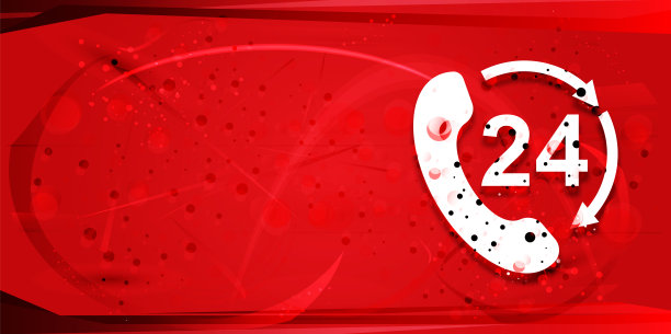 24小时打开手机旋转箭头图标数字几何设计红色横幅插图图片下载