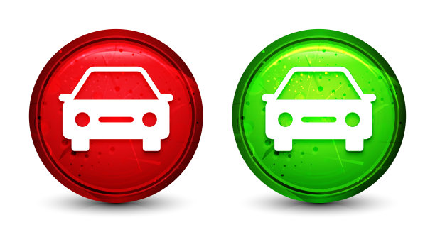 汽车图标数字几何设计圆形按钮设置插图图片下载