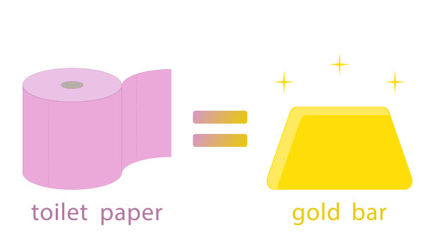 经济危机期间卫生纸和金条价格平等的例证图片下载
