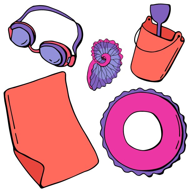 夏季元素的集合。图片下载