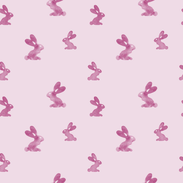 复活节兔子粉色水彩图案。无缝可爱的背景兔子的设计。复活节快乐的背景,图片下载