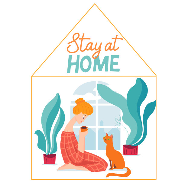 居家病媒检疫插图与居家妇女共度时光图片下载