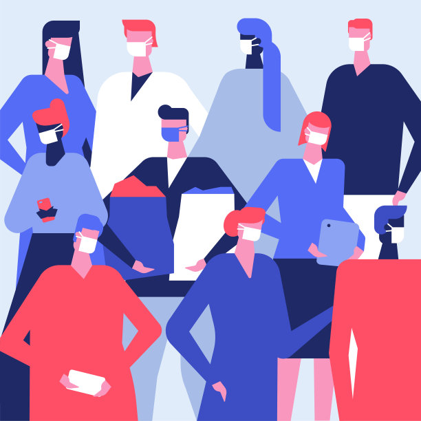 人在面罩-平面设计风格的插图素材图片