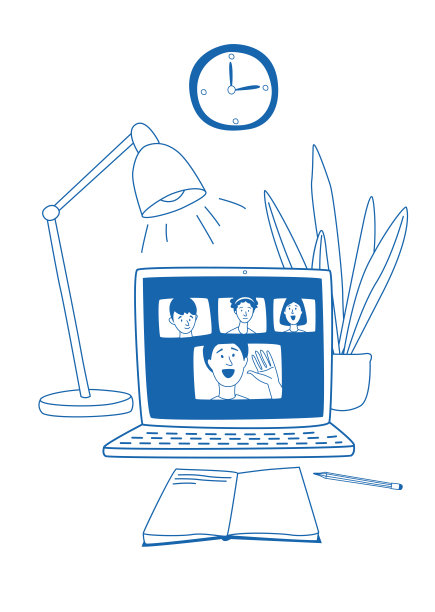 电子学习视频通话与班级聊天。笔记本电脑-理想的家庭工作场所。图片下载