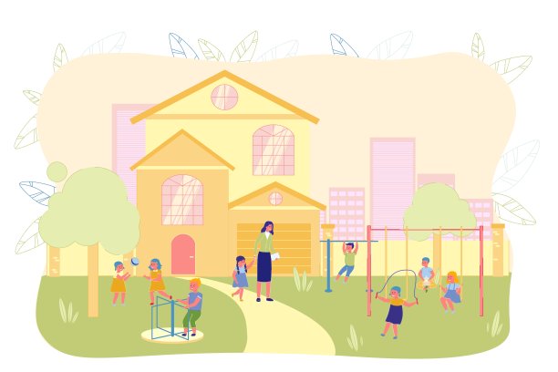 孩子们在前院玩耍。素材图片