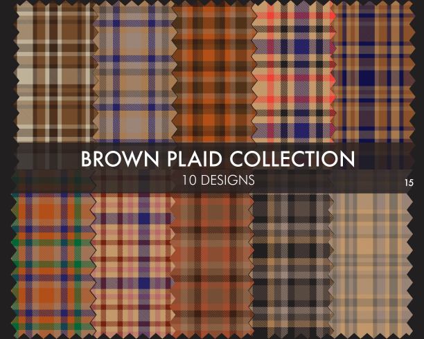 棕色格子花呢无缝图案系列图片下载