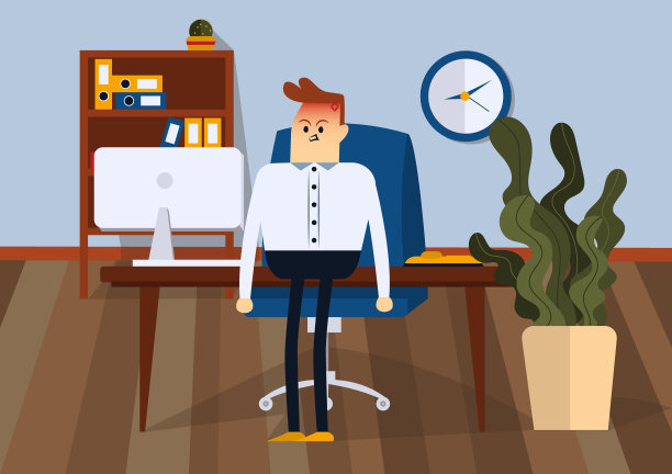 愤怒的商人在办公室扔文件。颜色矢量图图片下载