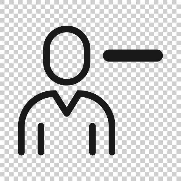 在平面风格中有负号图标的人。职员向量收集插图上白色孤立的背景。人的经营理念。图片下载