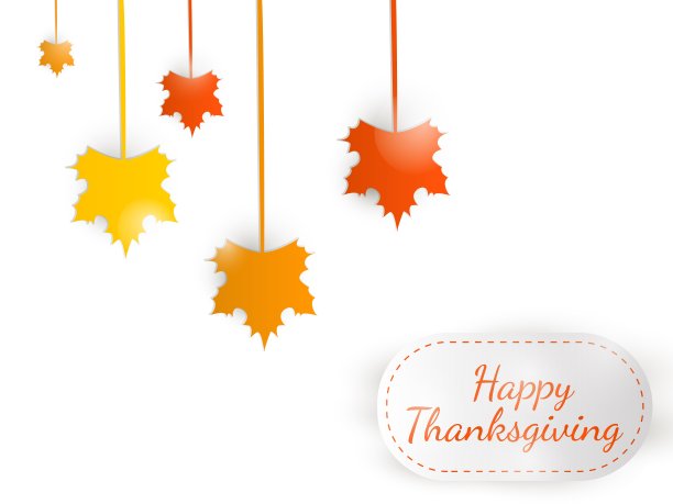 一个感恩节贺卡的模型，用枫叶装饰素材图片