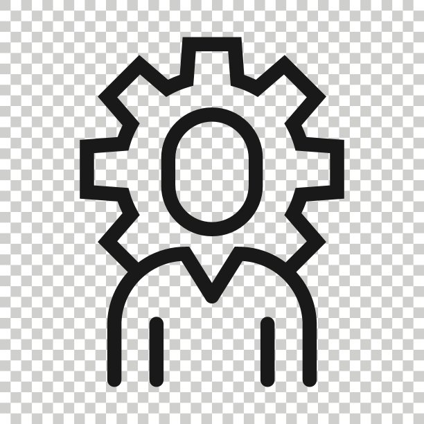扁平风格团队合作齿轮图标矢量插画图片下载