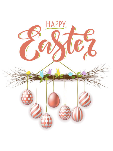 复活节快乐横幅，上面有逼真的金蛋图片下载