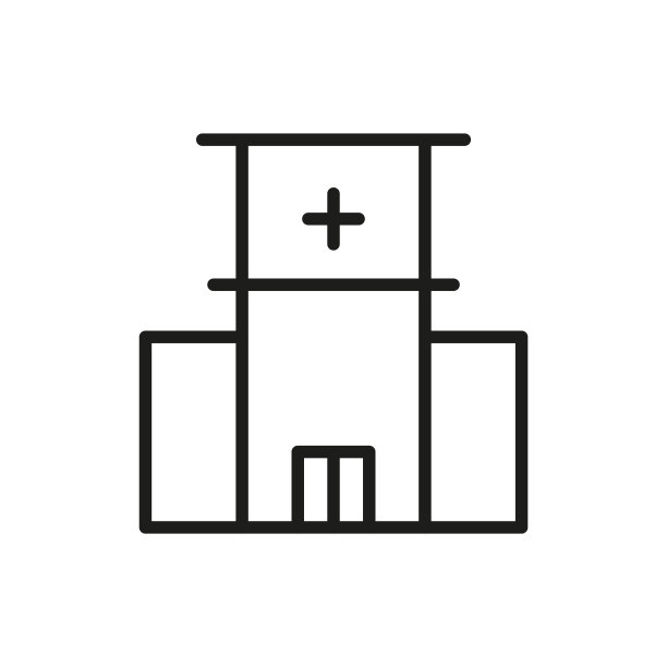 简单的医院线图标。图片下载