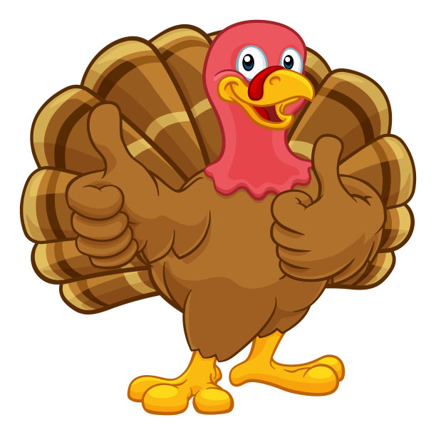火鸡感恩节或圣诞节卡通人物图片下载