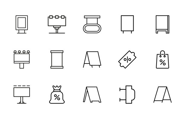 大量的广告系列图标。图片下载