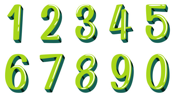 白色背景上从1到0的字体设计图片下载