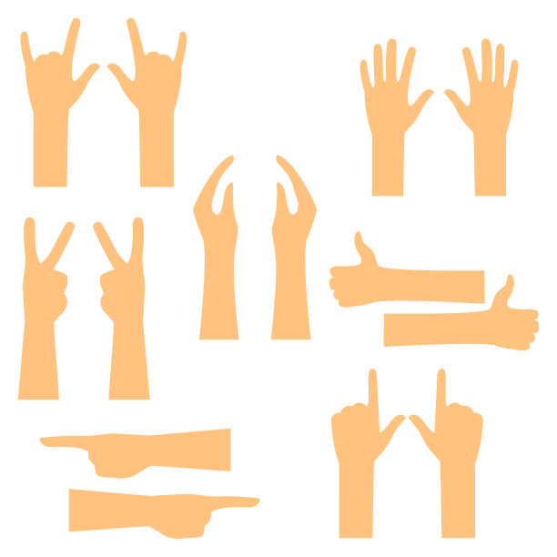 手势设置矢量插图孤立图片下载