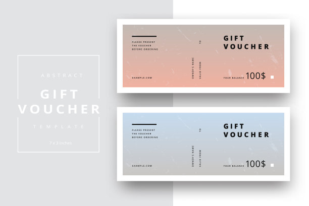 摘要礼品券卡模板。现代折扣券或证书布局与几何形状的图案。向量时尚明亮的背景设计与信息样本文本。图片下载