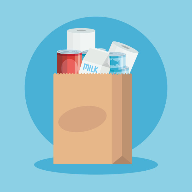 袋纸与设置杂货图标图片下载