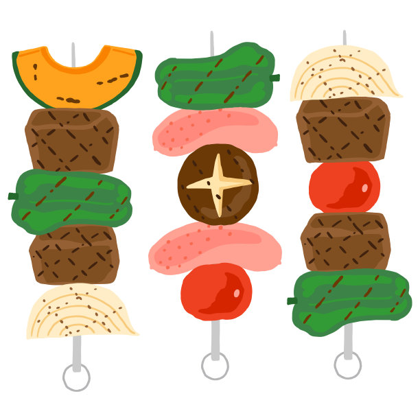 烧烤食品，烤牛肉和蔬菜图片下载