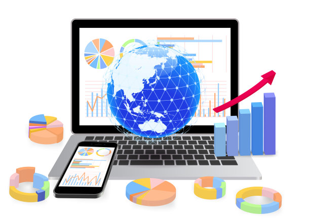 图形数据智能手机和笔记本电脑白色背景。信息技术的形象图片下载