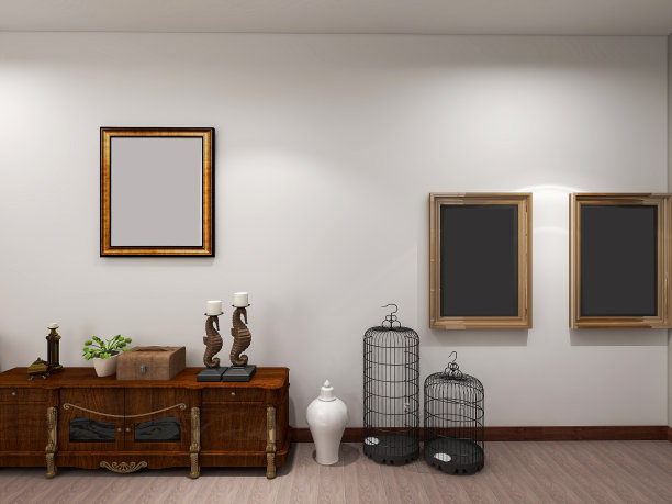 3D效果图，优雅宽敞的现代公寓卧室设计，大床旁的大衣柜，图片下载