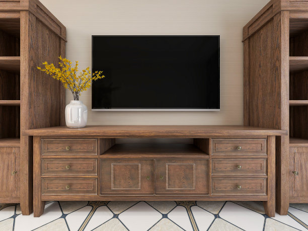 3D效果图，现代住宅宽敞的客厅设计，配有沙发、茶几图片下载