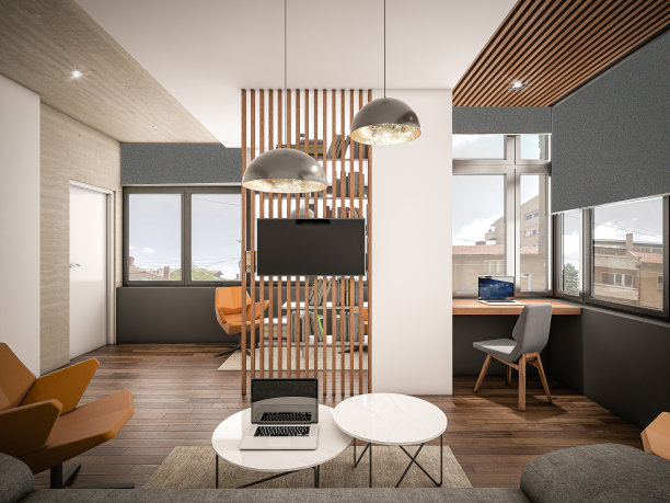 计算机生成的酒店房间的图像。建筑可视化，3D渲染。视图03图片下载