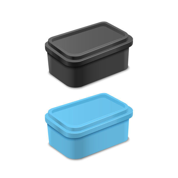 现实详细的3d颜色空白容器黄油模板模型集。向量图片下载