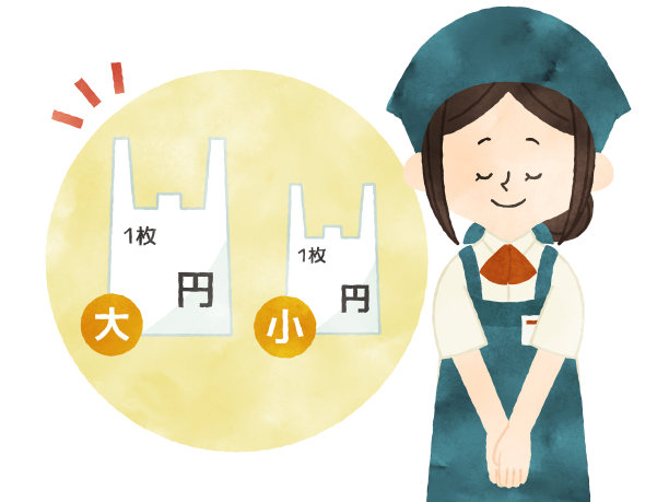 超市职员引导付费购物袋的插图图片下载