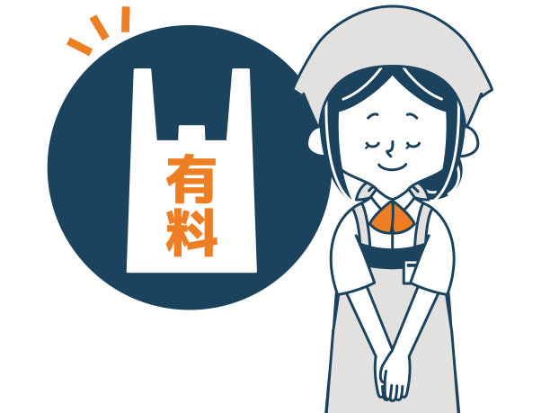 超市职员引导付费购物袋的插图素材图片