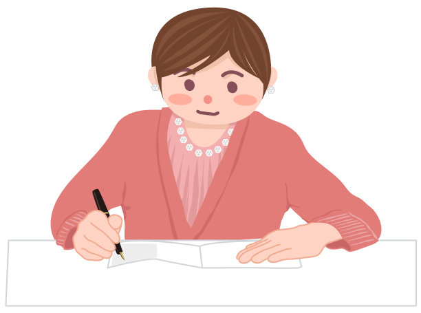 在桌子上写纸的女人。图片下载