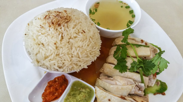 海南鸡饭;三合一(鸡肉、米饭、汤)套餐图片下载