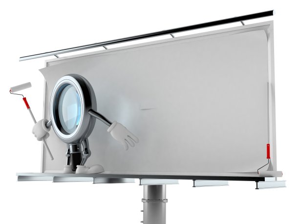 放大镜字符与空白广告牌图片下载