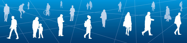 生活在隔离。很多人绕着广场走。矢量设计艺术图片下载