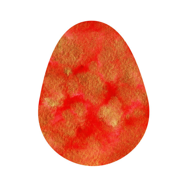 水彩红色和金色复活节彩蛋图片下载