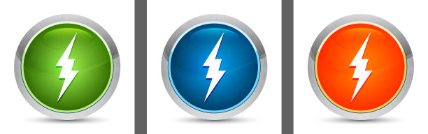 闪电图标现代设计圆形按钮设置插图图片下载