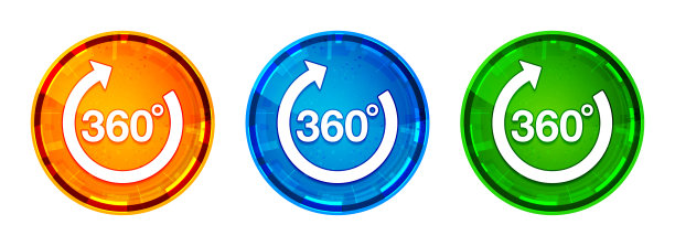 360度旋转箭头图标闪亮抽象圆形按钮设置插图图片下载