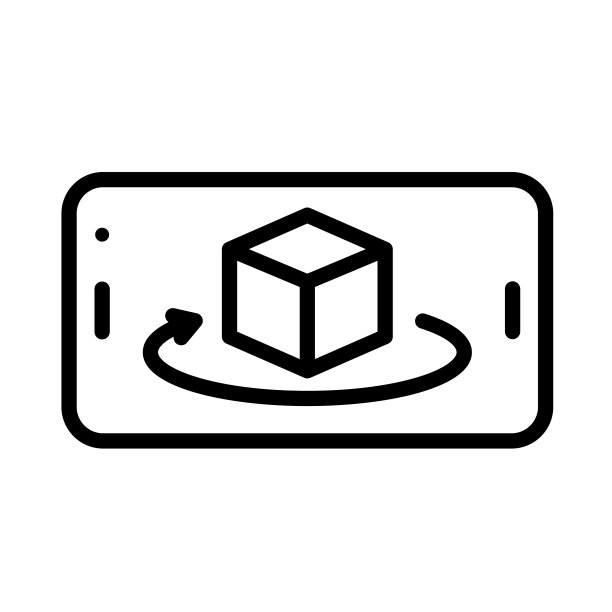 增强现实360对象旋转智能手机轮廓矢量图标孤立在白色。AR和VR线图标用于网页设计，移动应用程序，ui设计和打印。未来技术的概念图片下载