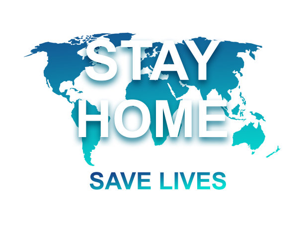 请待在家里，Covid-19冠状病毒概念演示图片下载