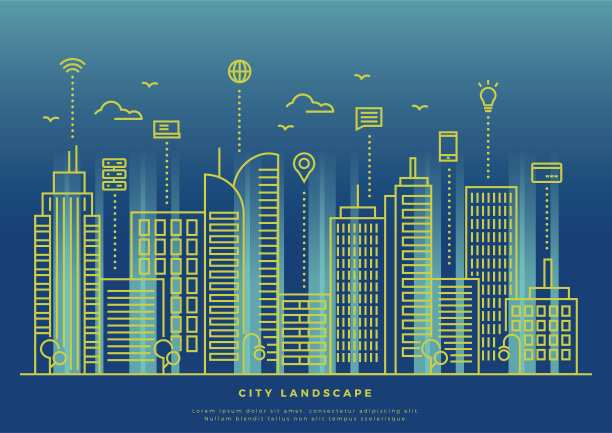 线条风格的智慧城市图片下载