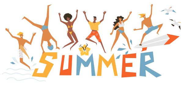 快乐的朋友在沙滩上的背景风景。图片下载