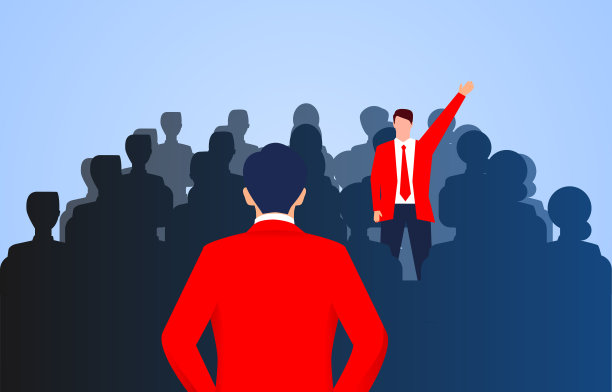 独特的商人从人群中脱颖而出，站起来回答问题图片下载