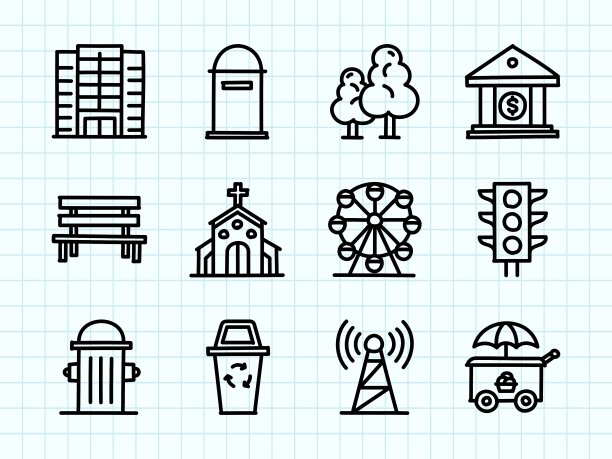 城市元素涂鸦画图片下载