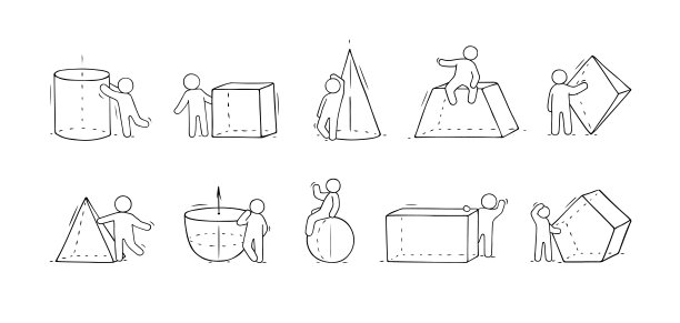 卡通设置不同的几何图形。图片下载