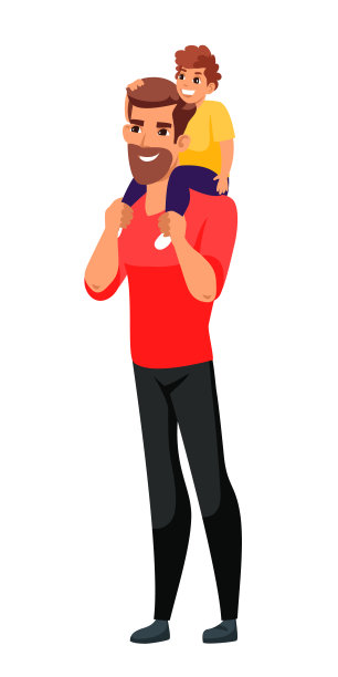 父亲抱着儿子在肩上孤立白白的图片下载